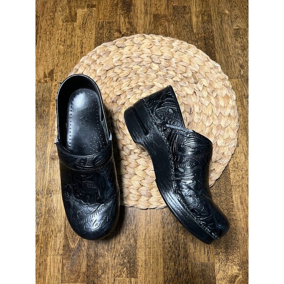 Dansko women leather Paisley Charcoal Black clogs shoes Size / EU 39 - Picture 3 of 10